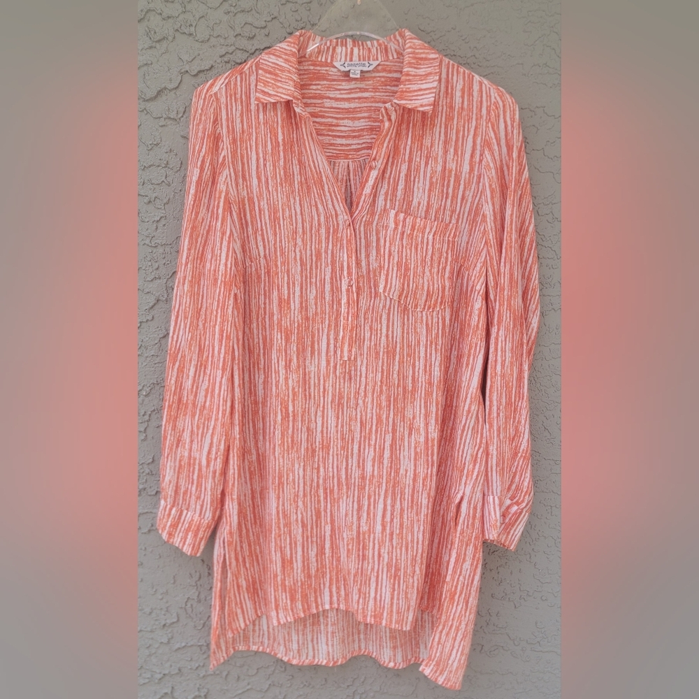 Nanette Lepore Tangerine Orange Coastal Chic tunic Top Size Small - Picture 3 of 12